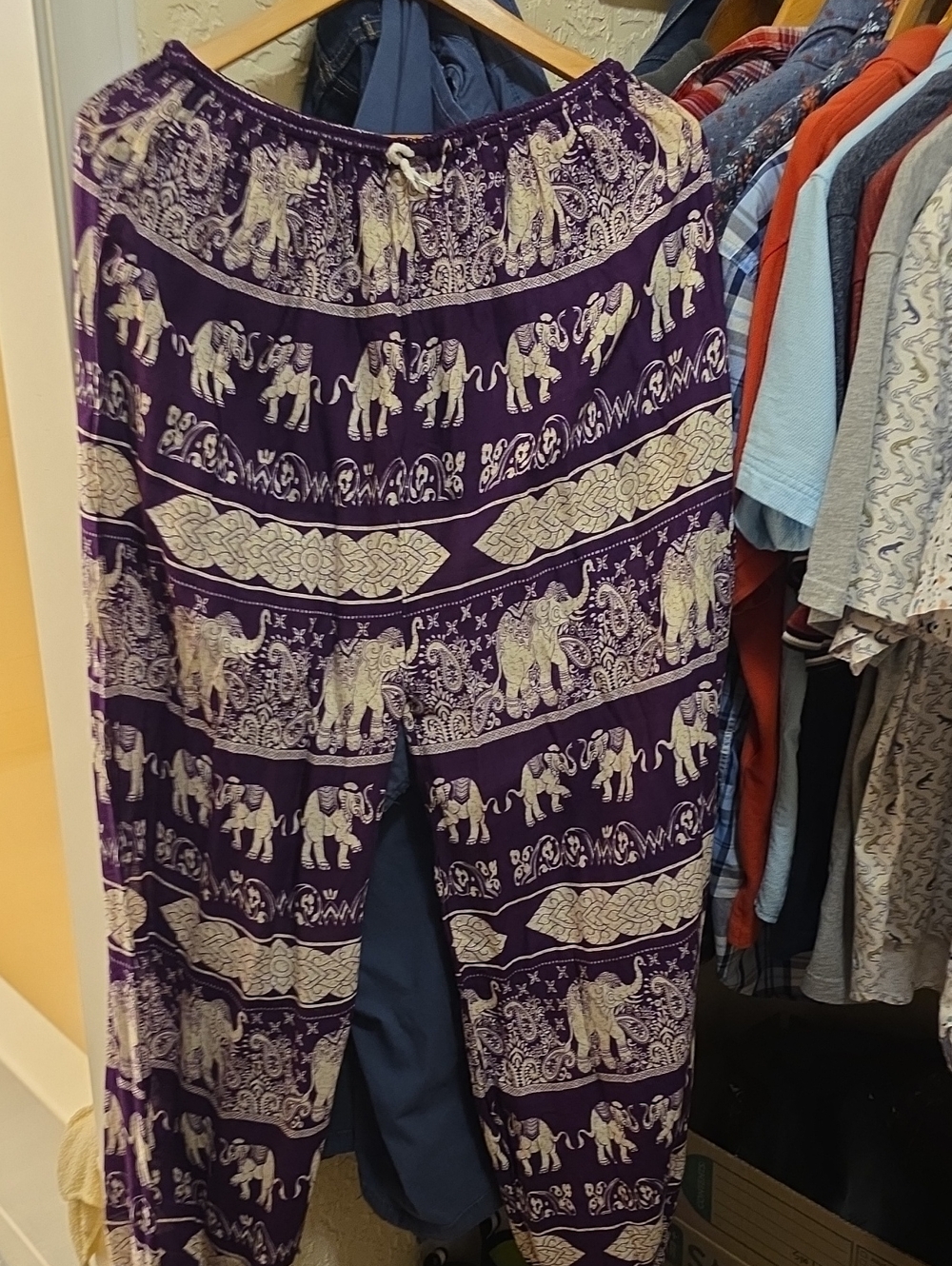 Purple Elephant Print Harem Pants